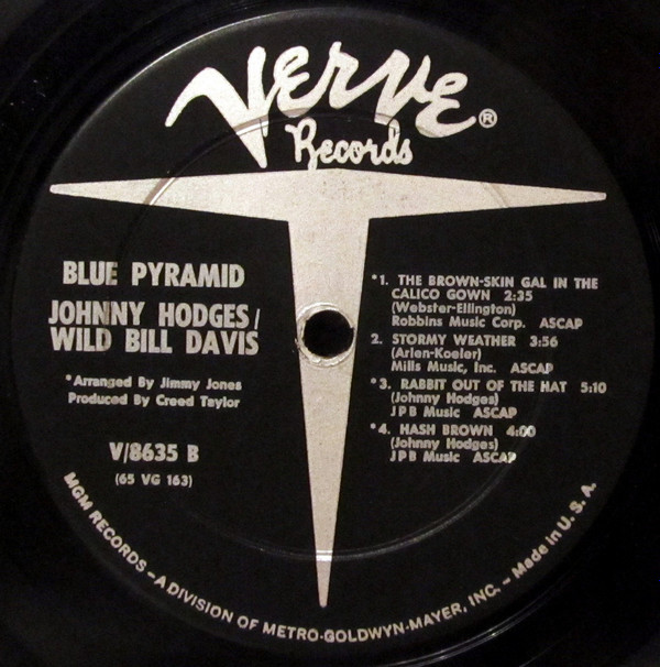 Johnny Hodges - Wild Bill Davis – Blue Pyramid. UK 1966 Verve Records – SVLP 9157 (Promo.) Vinyl LP Johnny Hodges - Wild Bill Davis – Blue Pyramid. UK 1966 Verve Records – SVLP 9157 (Promo.) Vinyl LP