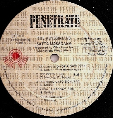 The Abyssinians Satta Amasagana UK LP The Abyssinians