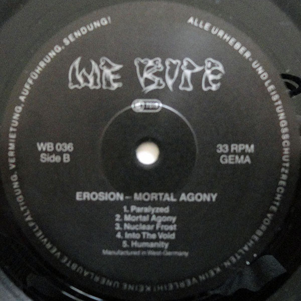 Альбом Mortal Agony, год выпуска 1988, артисты Erosion (2), стиль